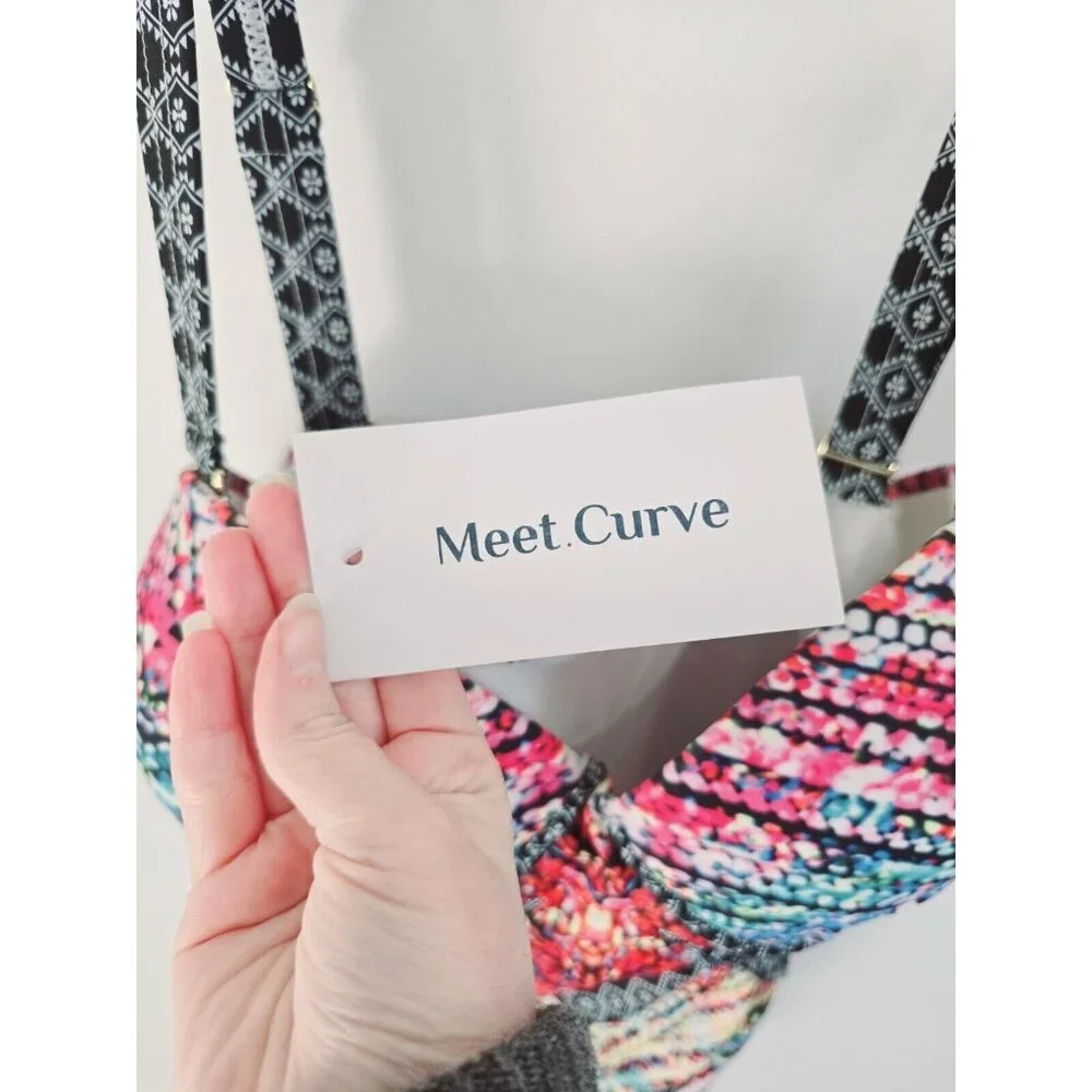 Meet Curve Multicolored Plunge Underwire Molded Cups One Piece Swimsuit 4X 4XL - Picture 12 of 12